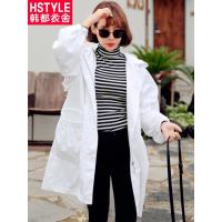 韩都衣舍2018秋装新款街头潮chic学历外套中长款风衣女NJ12700翝