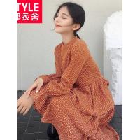 韩都衣舍2018新款女装秋装韩版波点雪纺蛋糕裙连衣裙LZ8370烎