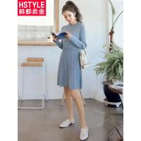 韩都衣舍2018韩版女装秋装针织女人味修身打底长袖连衣裙EK8779囡