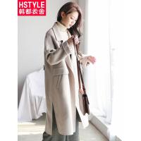 韩都衣舍2018冬新款女装韩版直筒中长双面呢毛呢外套EQ11062婋