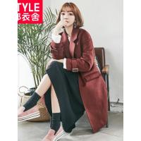 韩都衣舍2018韩版女装秋装新款大衣直筒显瘦长款毛呢外套JT7781槿