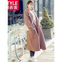 韩都衣舍2018冬装新款女装韩版全羊毛双面呢大衣毛呢外套NH9923煜