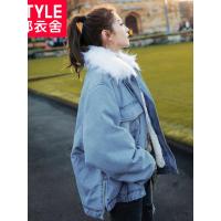 韩都衣舍2018冬装新款女装韩版宽松上衣外套牛仔棉衣棉服IG8245僥