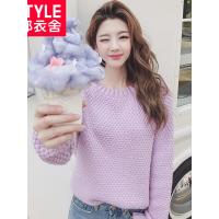 韩都衣舍2018秋新款女韩版宽松纯色百搭套头学生毛衣RW8211瑒0801