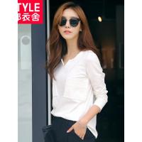 韩都衣舍2018韩版女装春装新款宽松纯色百搭长袖T恤JQ5681