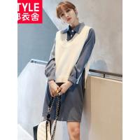 韩都衣舍2018新款女装秋装韩版温柔风背心裙两件套连衣裙CQ8375莀
