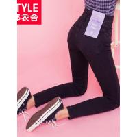 韩都衣舍2018秋装新款韩版高腰弹力紧身小脚长裤牛仔裤女YK9149鲲
