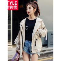 韩都衣舍2018秋装新款女装韩版纯色连帽宽松短外套LZ8550烎1116