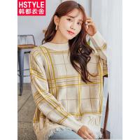 预售韩都衣舍2018韩版女装冬新宽松套头流苏针织衫毛衣GS10059緈