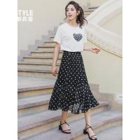 韩都衣舍2019夏装新款女装韩版印花雪纺波点裙装时尚套装LZ8713烎