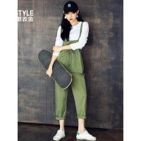 韩都衣舍2019新款春装韩版气质显瘦背带两件套时尚套装女CQ9004莀