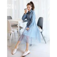 韩都衣舍2019新款春季慵懒大气女装气质网纱裙牛仔时尚套装IG8332