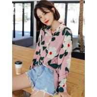 韩都衣舍2019春装新款女装韩版雪纺上衣花色长袖衬衫OM90066樰