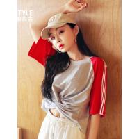 韩都衣舍2019春新款韩版宽松显瘦chic学生上衣短袖T恤女TK00125婏