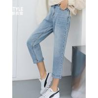 韩都衣舍2019春装新款女装韩版裤子显瘦九分裤直筒牛仔裤OM80076