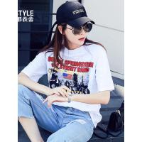 韩都衣舍2019韩版女装夏装新款打底上衣印花bf潮短袖T恤TK9777婏