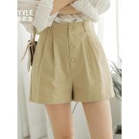 韩都衣舍2019夏装新款韩版女装宽松棉四粒扣休闲短裤JQ01449樰