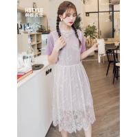 韩都衣舍2019韩版女装夏装仙女裙蕾丝两件套连衣裙LU8513荃