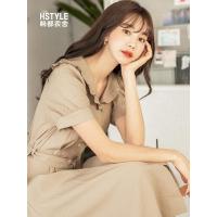 韩都衣舍2019韩版女装春装中长款休闲显瘦短袖连衣裙RW8504瑒