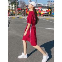 韩都衣舍2019夏装韩版女装气质chic印花短袖连衣裙LU8521荃