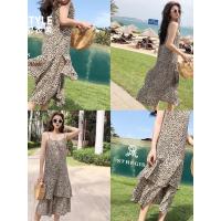 韩都衣舍2019韩版女装春装休闲豹纹吊带连衣裙OM90163瑒0302