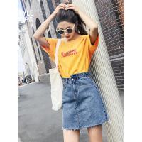 韩都衣舍2019韩版女装夏装新款显瘦A字版牛仔短裙半身裙LU8410荃