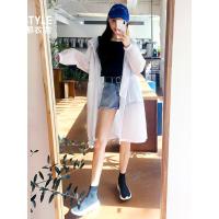 韩都衣舍2019夏装新款女装韩版宽松休闲轻薄中长款短外套IG8404僥