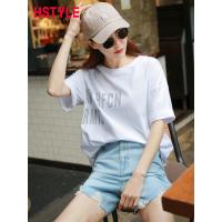 韩都衣舍2019韩版女装夏装新款印花学生打底宽松短袖T恤NW12036棽