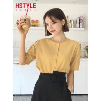 韩都衣舍2019夏装韩版女装新款纯棉休闲衬衣宽松衬衫GQ10394耒