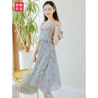 韩都衣舍2019夏新款女装韩版假两件碎花很仙的a字连衣裙OR9025槿