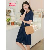 韩都衣舍2019韩版女装夏装新款百褶裙仙女雪纺裙连衣裙LZ8714烎