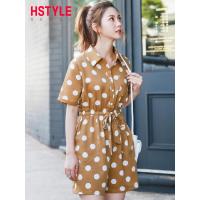 韩都衣舍2019夏装新款女装韩版高腰连体波点休闲短裤女OM60103樰