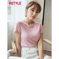 韩都衣舍2019韩版女装夏装新款学生修身纯色打底短袖T恤AA13003玎