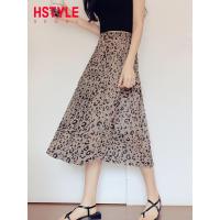 韩都衣舍2019夏季新款韩版女装a字裙中长款豹纹半身裙OR9001槿