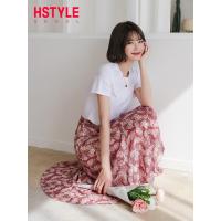 韩都衣舍2019夏装新款女装韩版气质仙女雪纺碎花裙装套装LZ8506烎