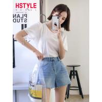 韩都衣舍2019夏装新款韩版女装宽松蕾丝短袖T恤上衣女DL15012綪