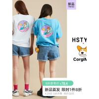 [IP联名]韩都衣舍2019夏装新款韩版宽松印花短袖T恤EB0117璎0425