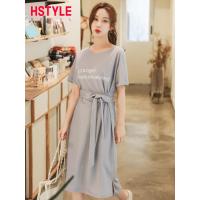 韩都衣舍2019夏装新款女装韩版中长款短袖打底连衣裙RW8542瑒0505