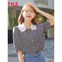 韩都衣舍2019夏装新款韩版很仙的洋气碎花五分袖雪纺衫女OK1423茵