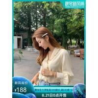 韩都衣舍2019秋装女装新款韩版宽松花边ins长袖衬衫女PV9185勝