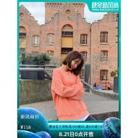 韩都衣舍2019秋装新款刺绣chic宽松百搭圆领长袖卫衣PS9280諨