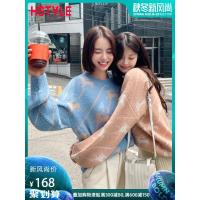 韩都衣舍2019韩版女装秋装新款灯笼袖宽松休闲毛衣针织衫PC9114晽