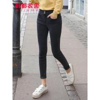 韩都衣舍2019秋新款女韩版修身显瘦高腰弹力小脚牛仔裤GQ10491耒