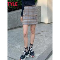 韩都衣舍2019秋装新款复古格子气质包臀潮短裙半身裙女TK00344婏