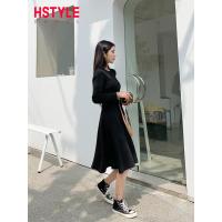 韩都衣舍2019早秋新款女装韩版圆领纯色针织裙子连衣裙OM60825樰