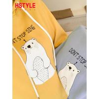 韩都衣舍2019韩版秋装新款休闲少女连帽宽松可爱卫衣绒衫EK9216囡