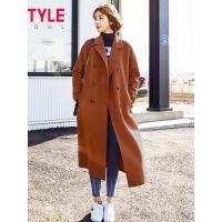 韩都衣舍2019冬新款女韩版长款双面呢羊毛大衣毛呢外套KY20101湲