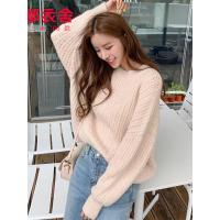 韩都衣舍2019秋装新款韩版女装宽松纯色套头毛衣针织衫OM60871煜