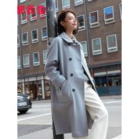 韩都衣舍2019冬新款韩版女过膝显瘦小个子中长款毛呢外套NG9885茵