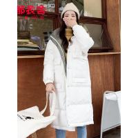 韩都衣舍2019韩版冬装新款中长款过膝温暖连帽羽绒服女DU9326樱